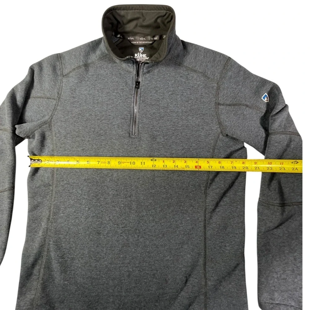 Kuhl Mens Quarter Zip Pullover Sweater Charcoal Heather Grey Medium Hiking Layer
